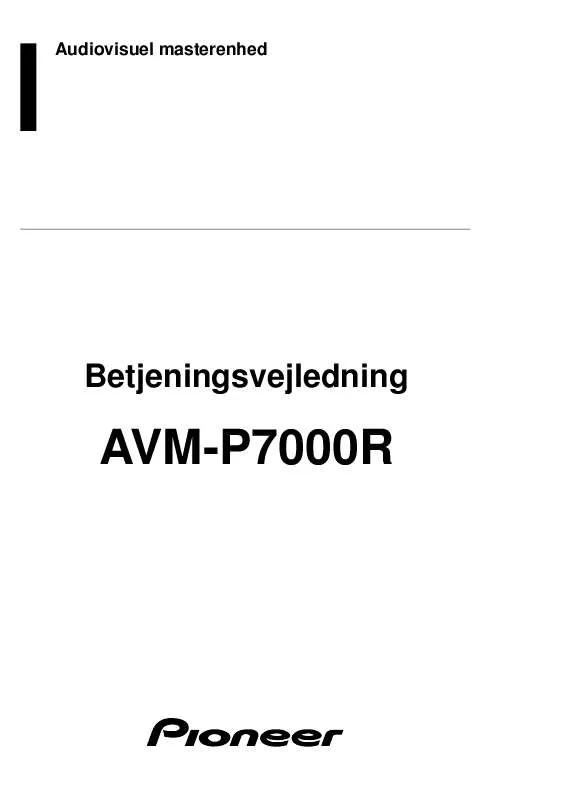 Mode d'emploi PIONEER AVM-P7000R