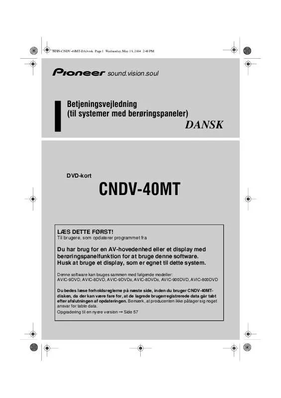 Mode d'emploi PIONEER CNDV-40MT