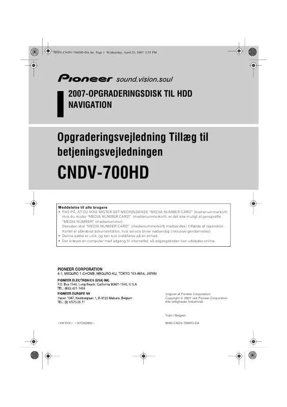 Mode d'emploi PIONEER CNDV-700HD