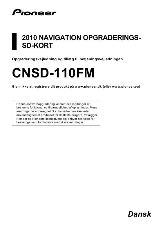 Mode d'emploi PIONEER CNSD-110FM