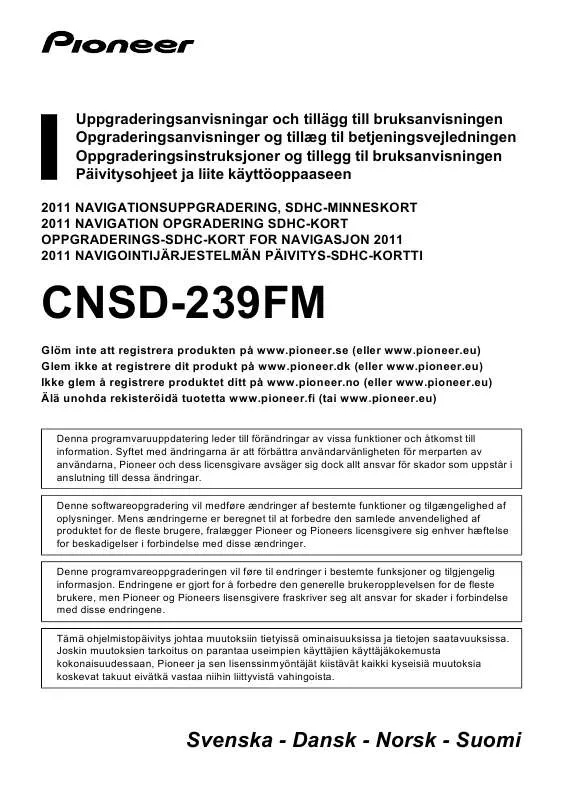 Mode d'emploi PIONEER CNSD-239FM