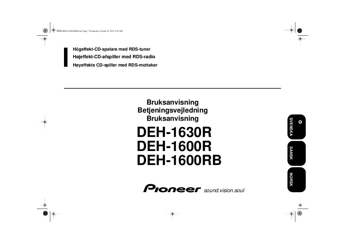 Mode d'emploi PIONEER DEH-1600RB