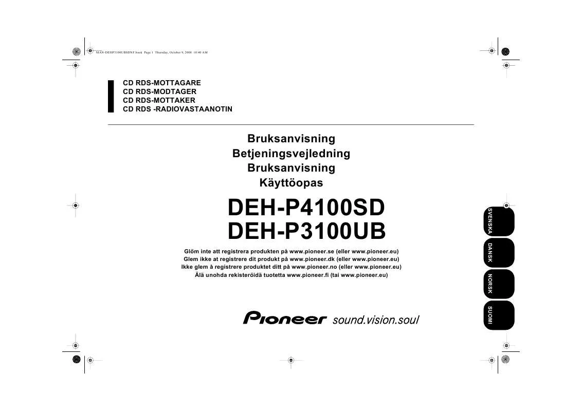 Mode d'emploi PIONEER DEH-P4100SD