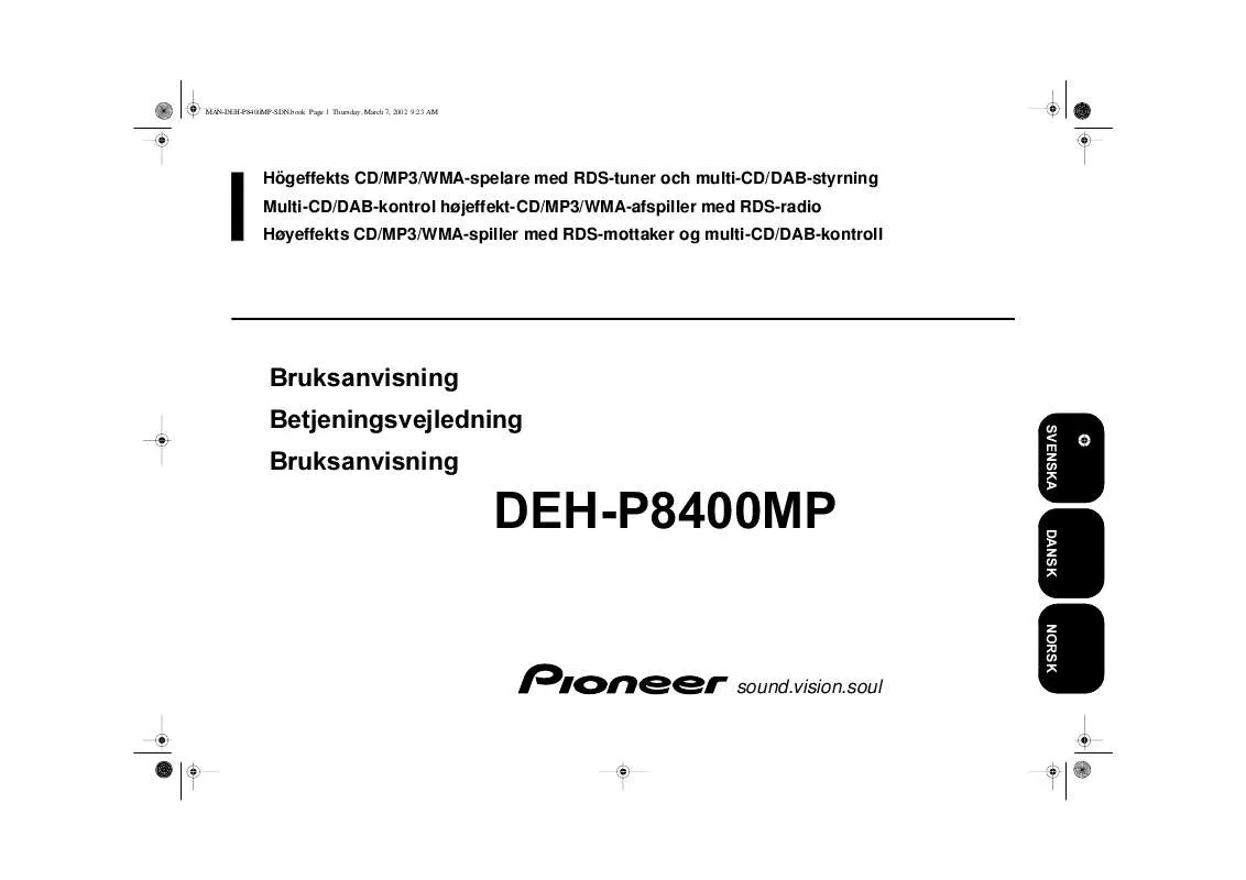 Mode d'emploi PIONEER DEH-P8400MP