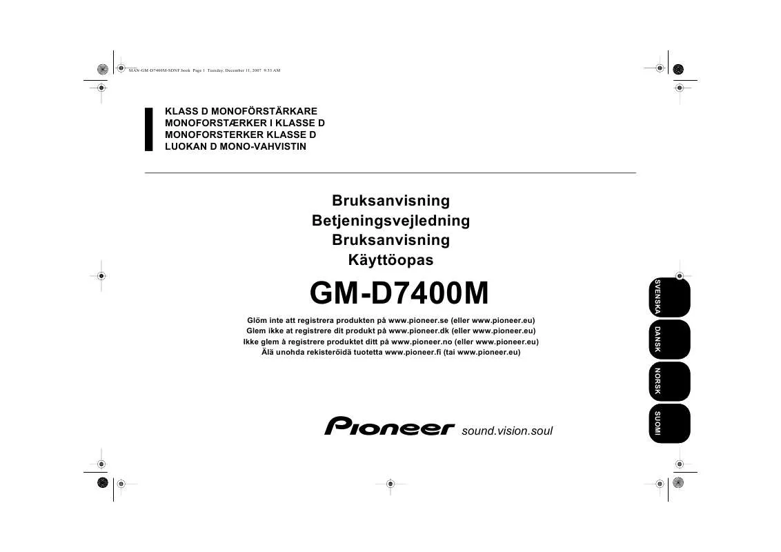 Mode d'emploi PIONEER GM-D7400M