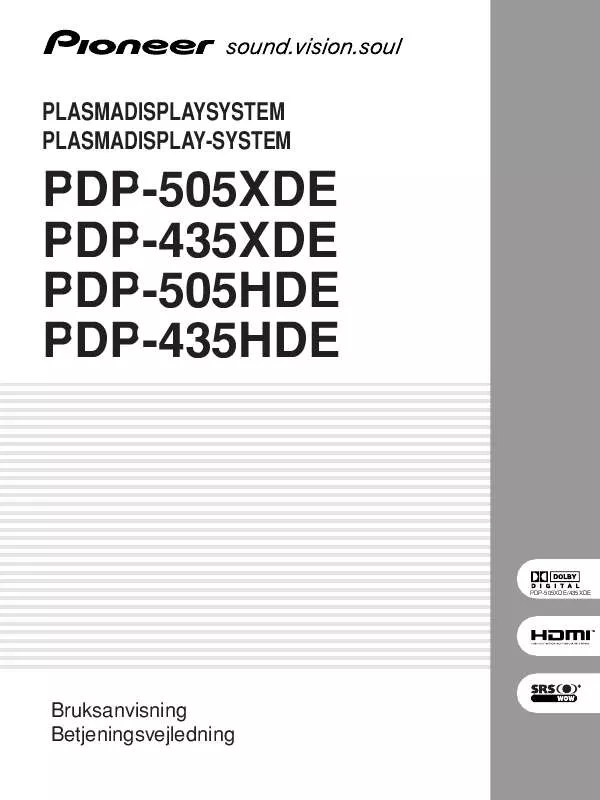 Mode d'emploi PIONEER PDP-505HDE