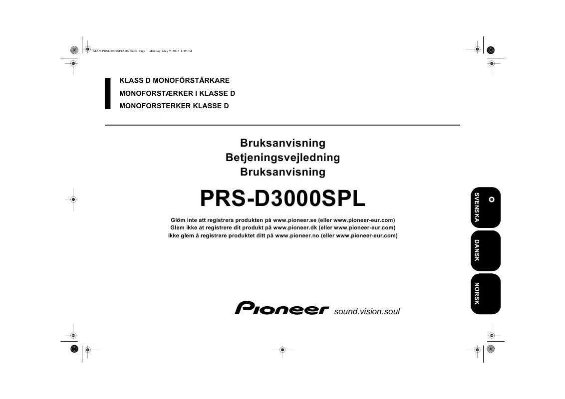 Mode d'emploi PIONEER PRS-D3000SPL