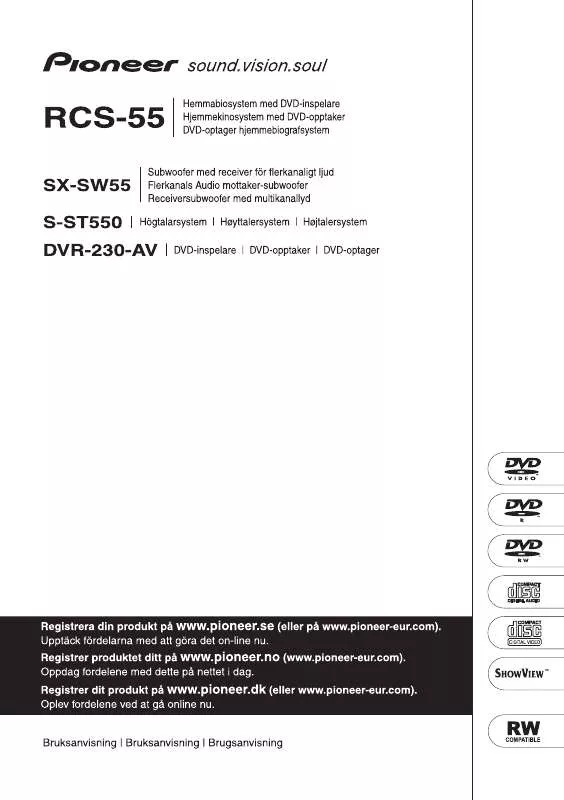 Mode d'emploi PIONEER SX-SW55 (RCS-55)