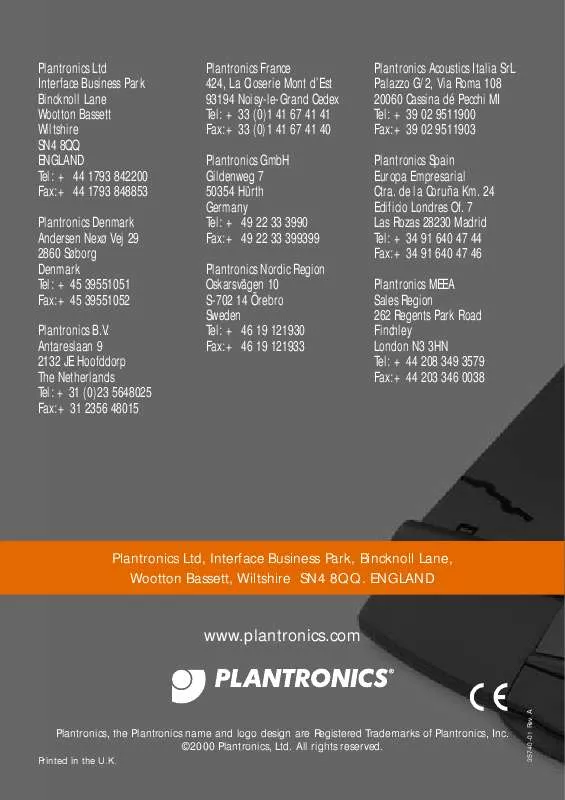 Mode d'emploi PLANTRONICS A20