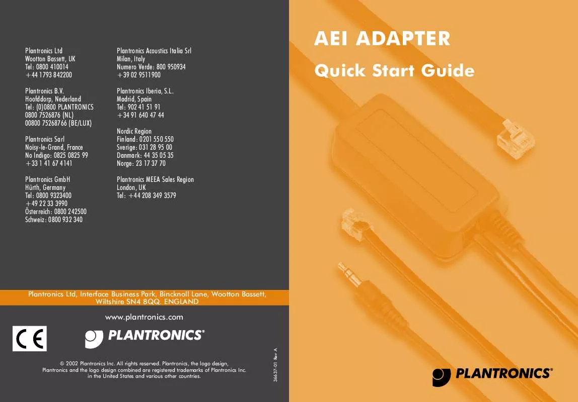 Mode d'emploi PLANTRONICS AEI ADAPTER