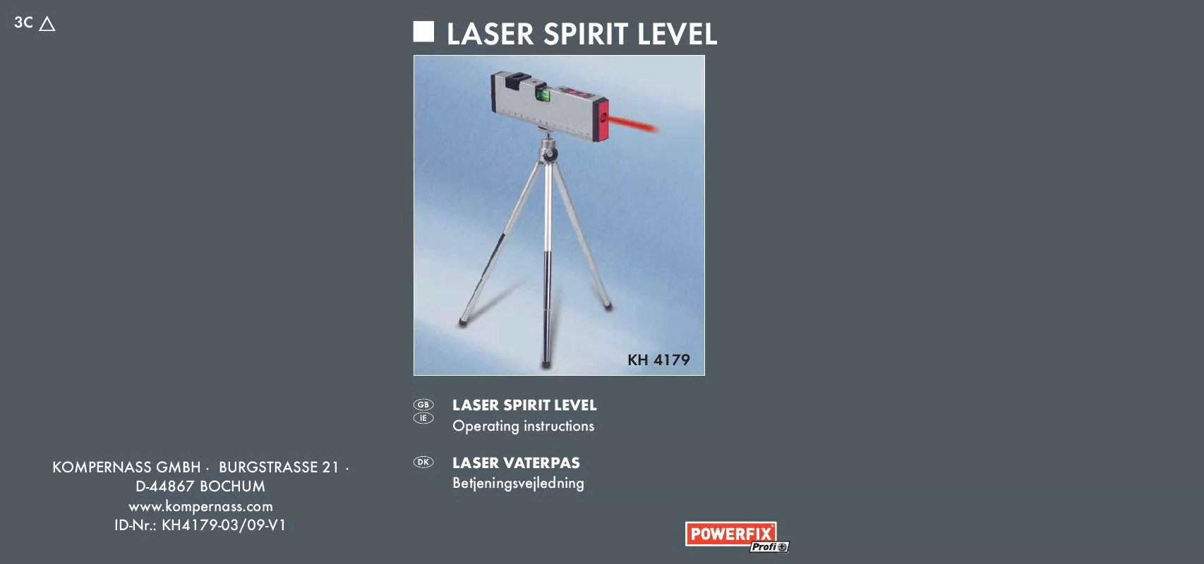 Mode d'emploi POWERFIX KH 4179 LASER SPIRIT LEVEL