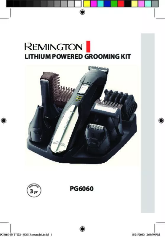 Mode d'emploi REMINGTON PG6060