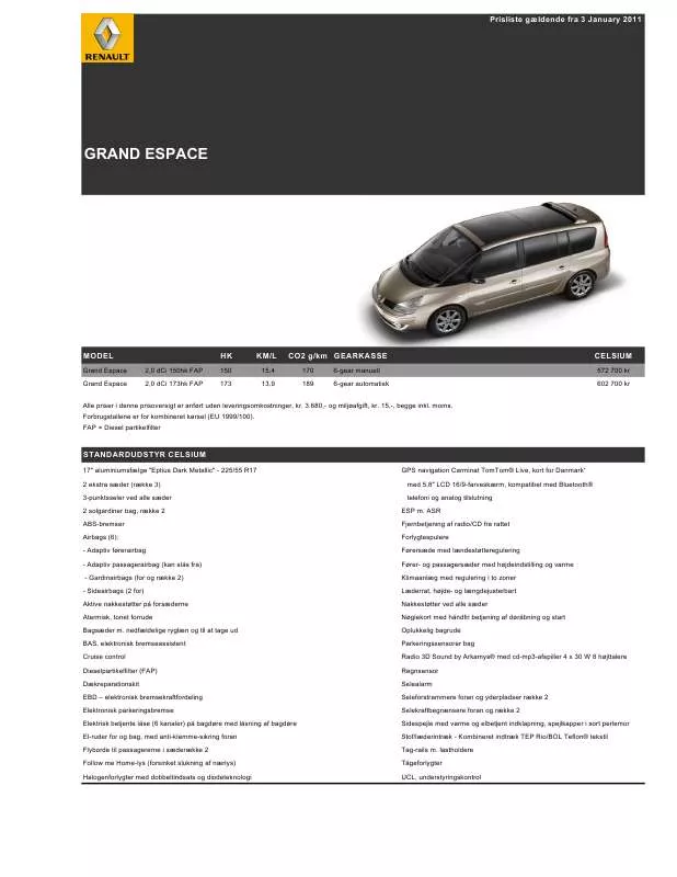 Mode d'emploi RENAULT GRAND ESPACE