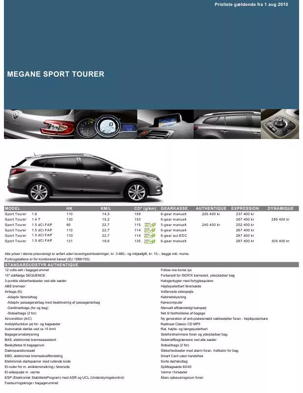 Mode d'emploi RENAULT MEGANE SPORT TOURER