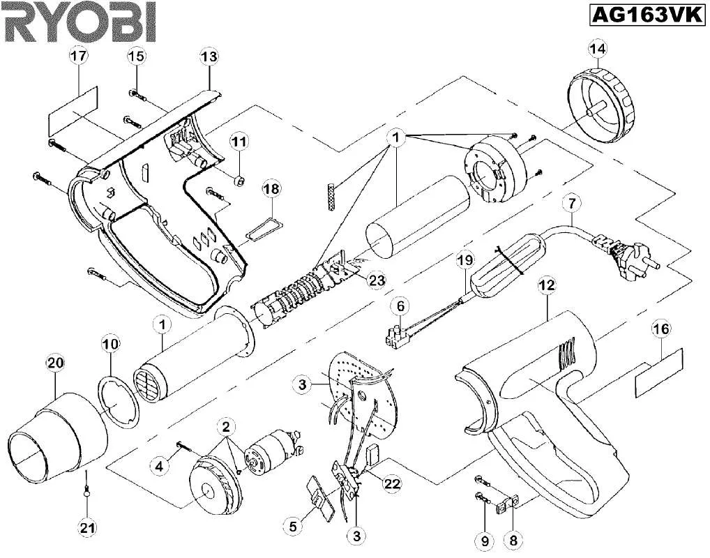 Mode d'emploi RYOBI AG163VK