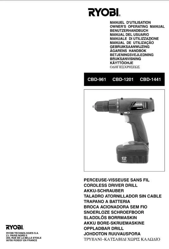 Mode d'emploi RYOBI CBD-1441