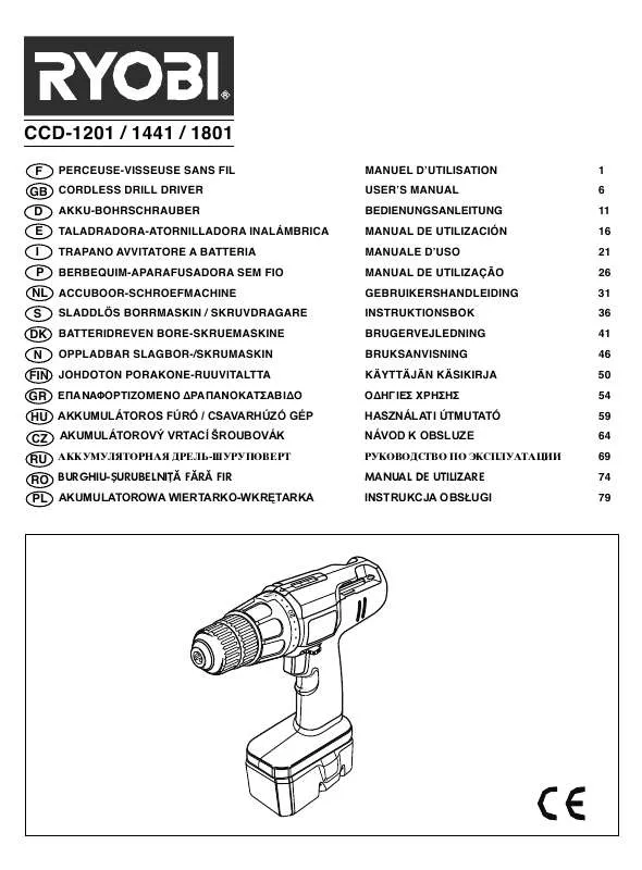 Mode d'emploi RYOBI CCD-1201