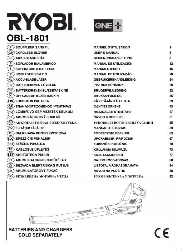 Mode d'emploi RYOBI OBL-1801