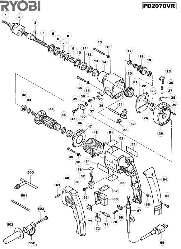 Mode d'emploi RYOBI PD2070VR