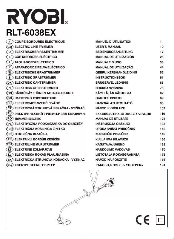 Mode d'emploi RYOBI RLT-6038EX