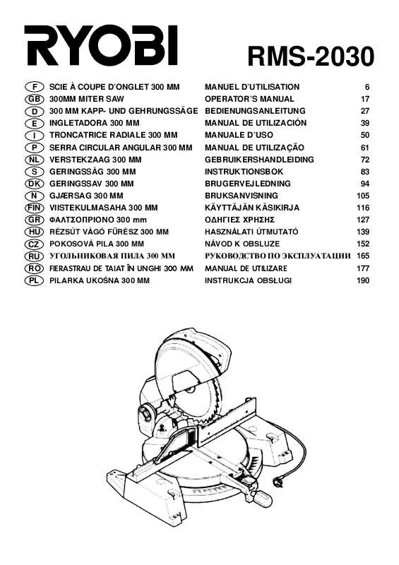 Mode d'emploi RYOBI RMS-2030