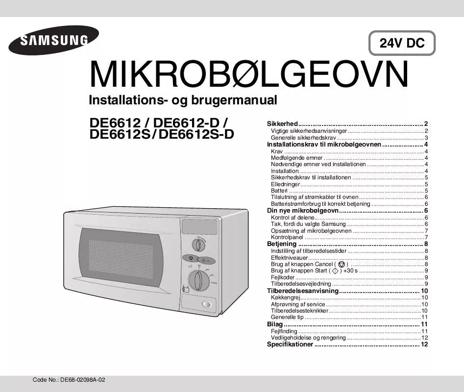 Mode d'emploi SAMSUNG DE6612S