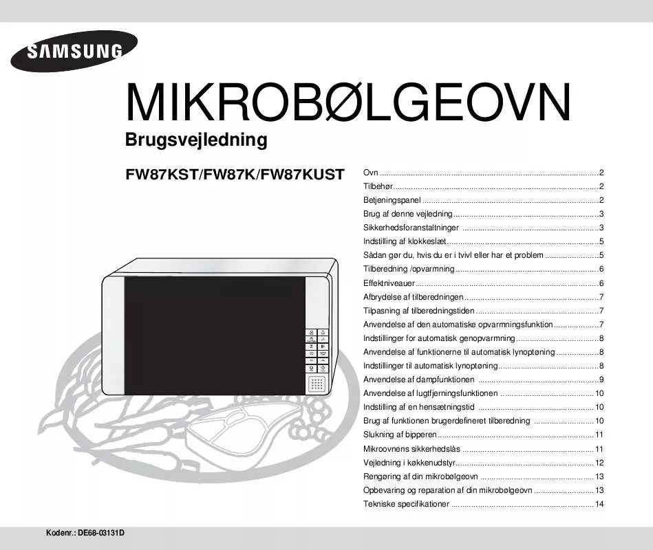 Mode d'emploi SAMSUNG FW87KUST