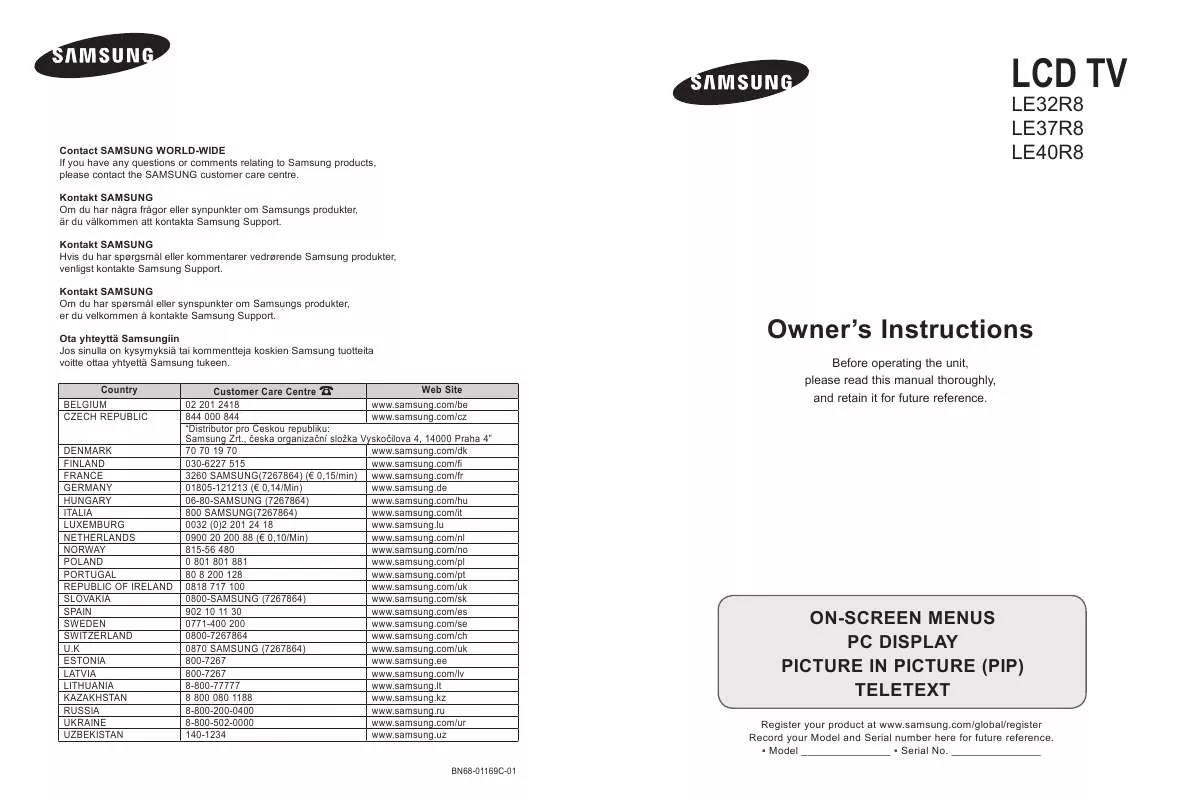 Mode d'emploi SAMSUNG LE32R87