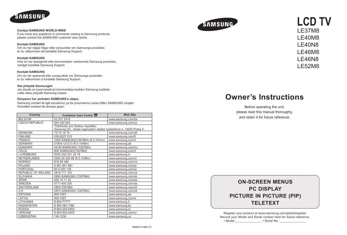 Mode d'emploi SAMSUNG LE37M86