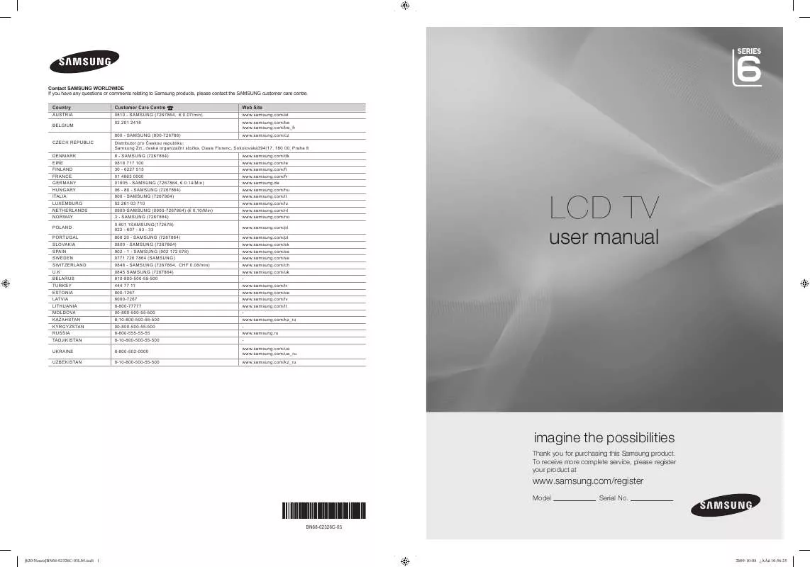 Mode d'emploi SAMSUNG LE46B625R3W