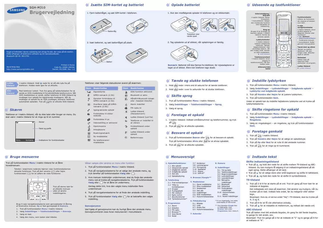 Mode d'emploi SAMSUNG SGH-M310