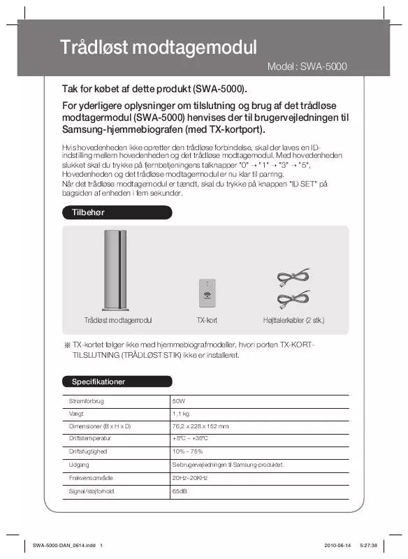 Mode d'emploi SAMSUNG SWA-5000