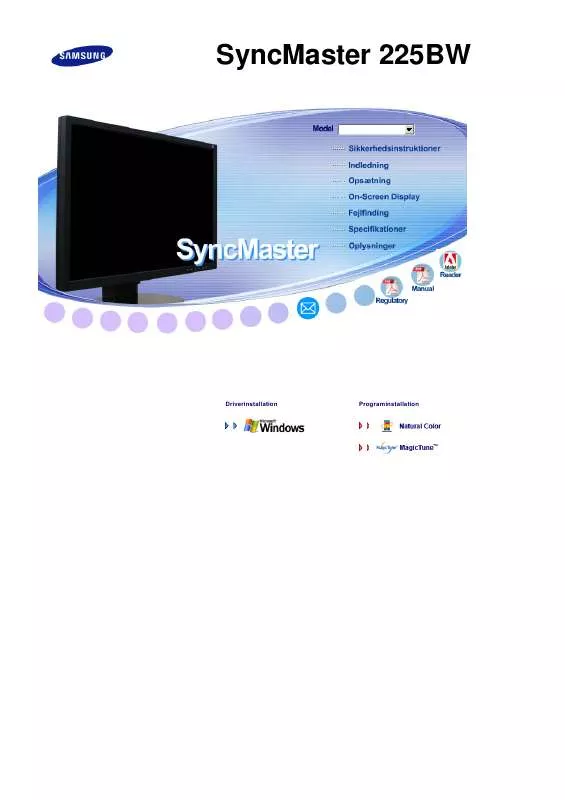 Mode d'emploi SAMSUNG SYNCMASTER 225BW MED HÃ˜JTTALERE