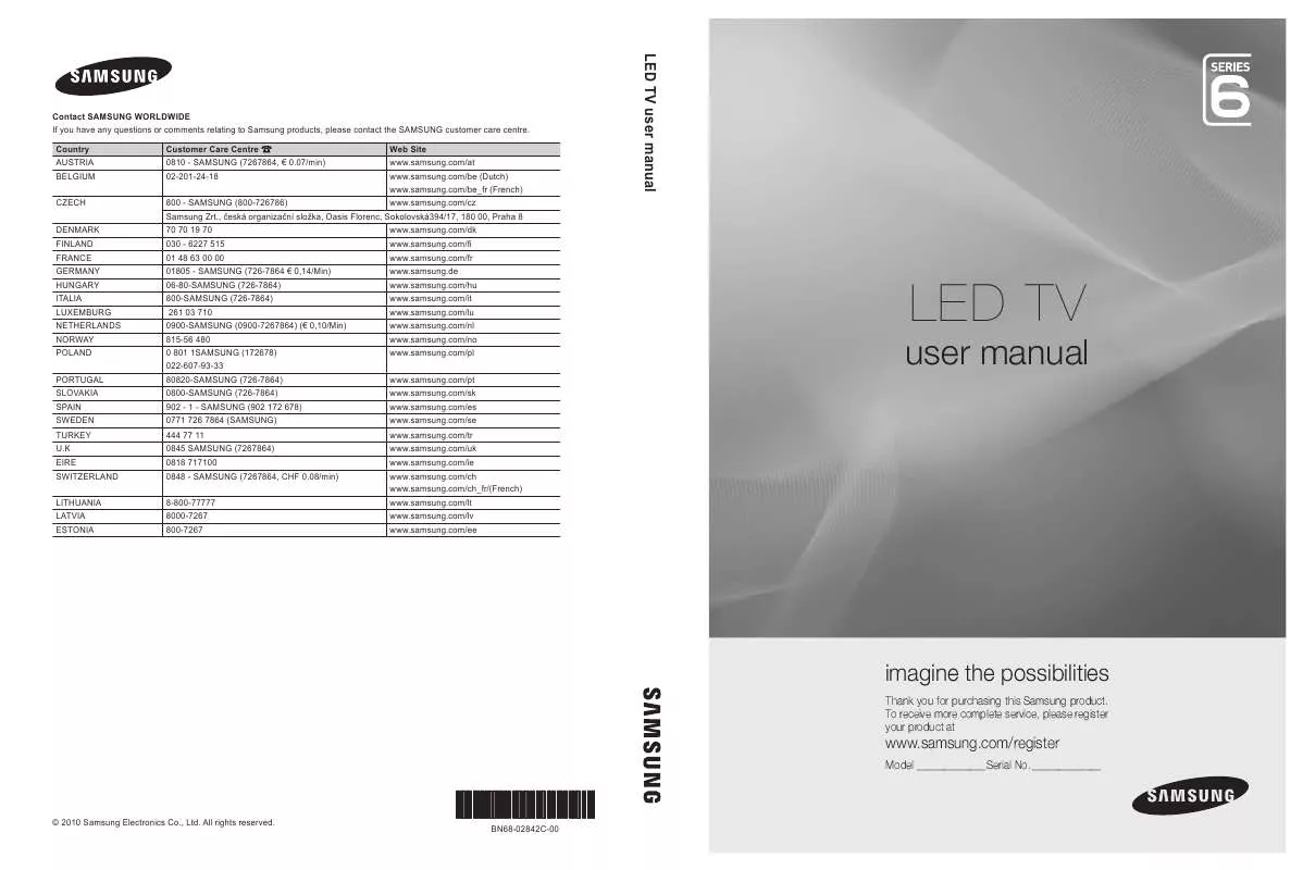 Mode d'emploi SAMSUNG UE-40C6825US