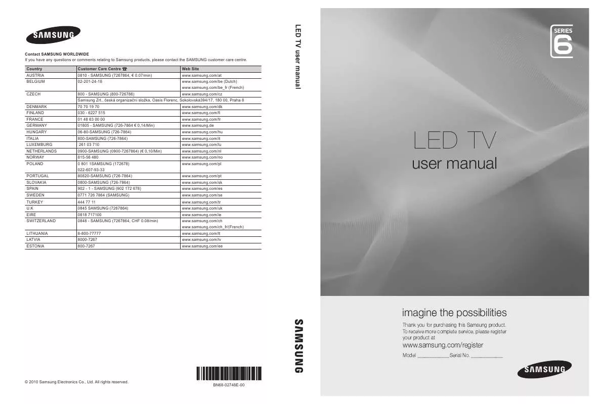 Mode d'emploi SAMSUNG UE-55C6005RW