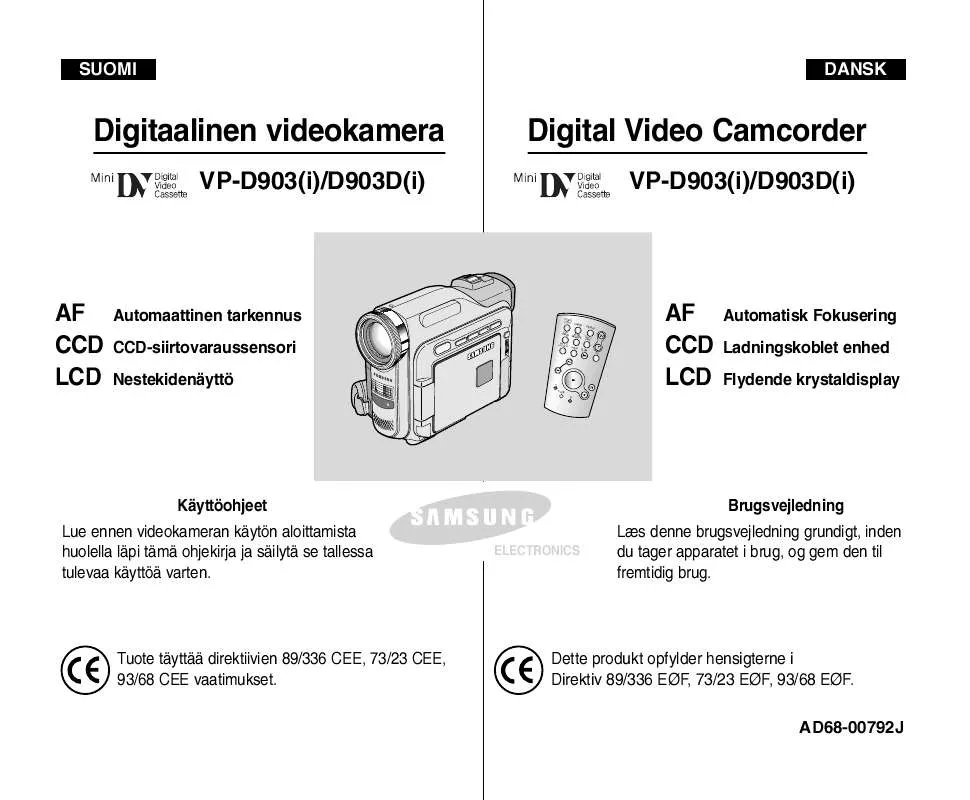 Mode d'emploi SAMSUNG VP-D903I