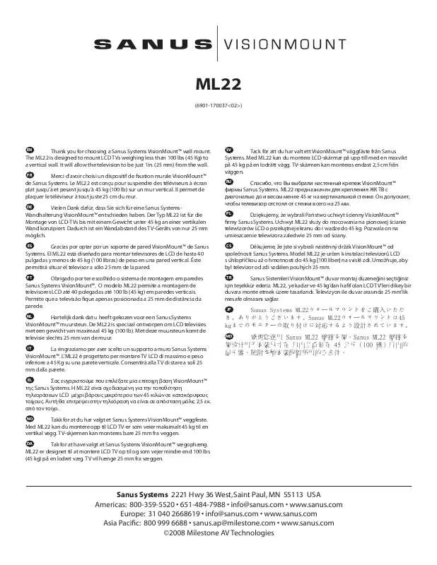 Mode d'emploi SANUS ML22