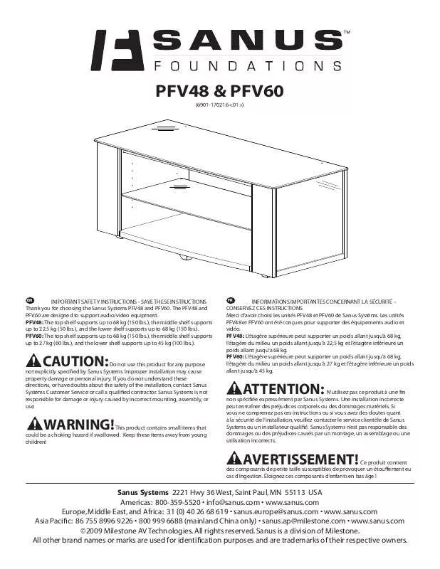 Mode d'emploi SANUS PFV48