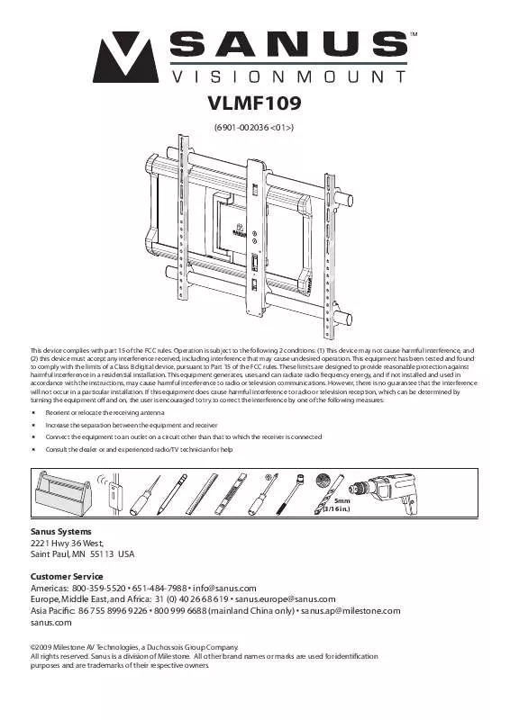 Mode d'emploi SANUS VLMF109