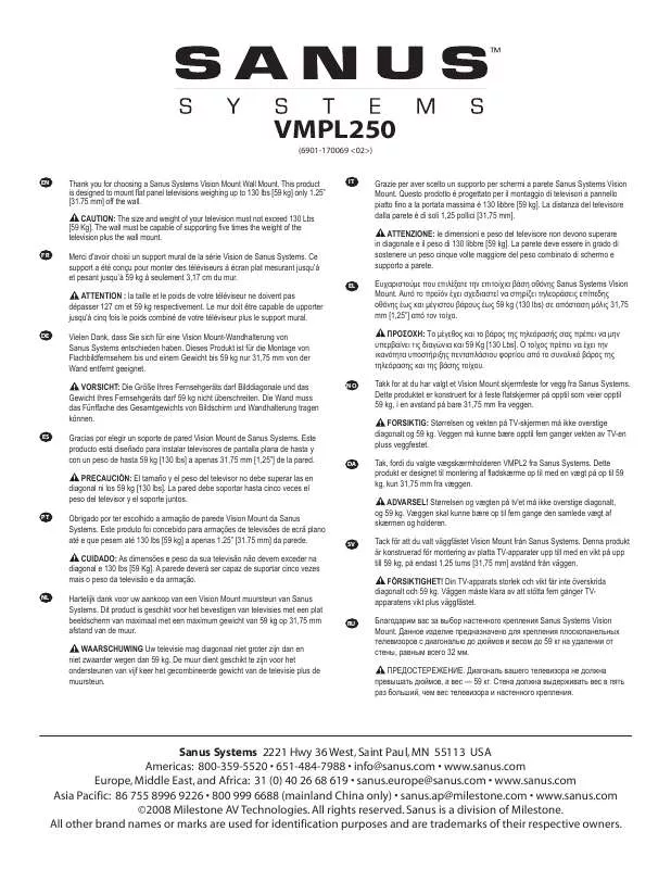 Mode d'emploi SANUS VMPL250