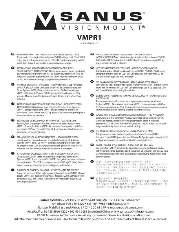 Mode d'emploi SANUS VMPR1