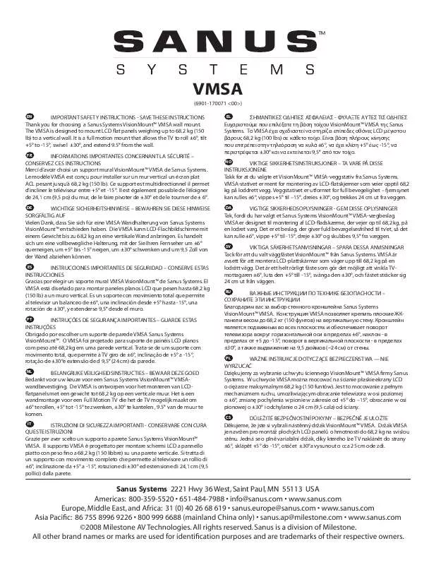 Mode d'emploi SANUS VMSA