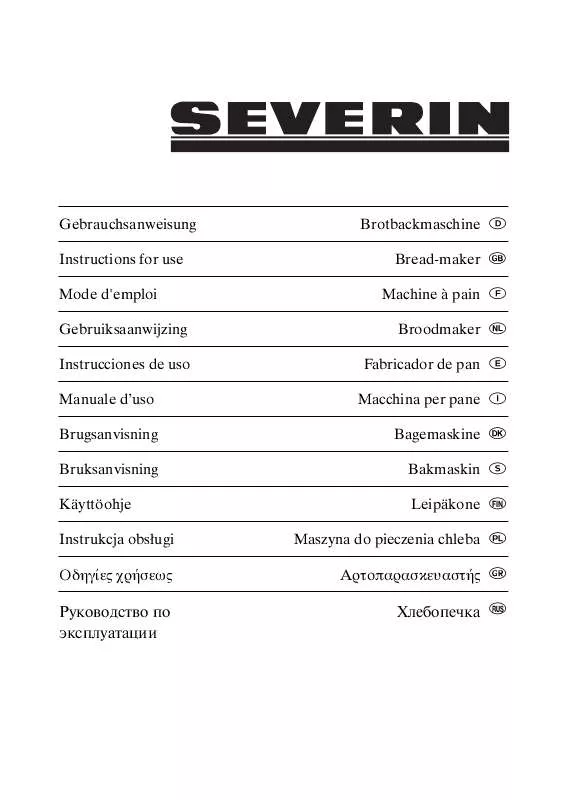 Mode d'emploi SEVERIN BM 3989