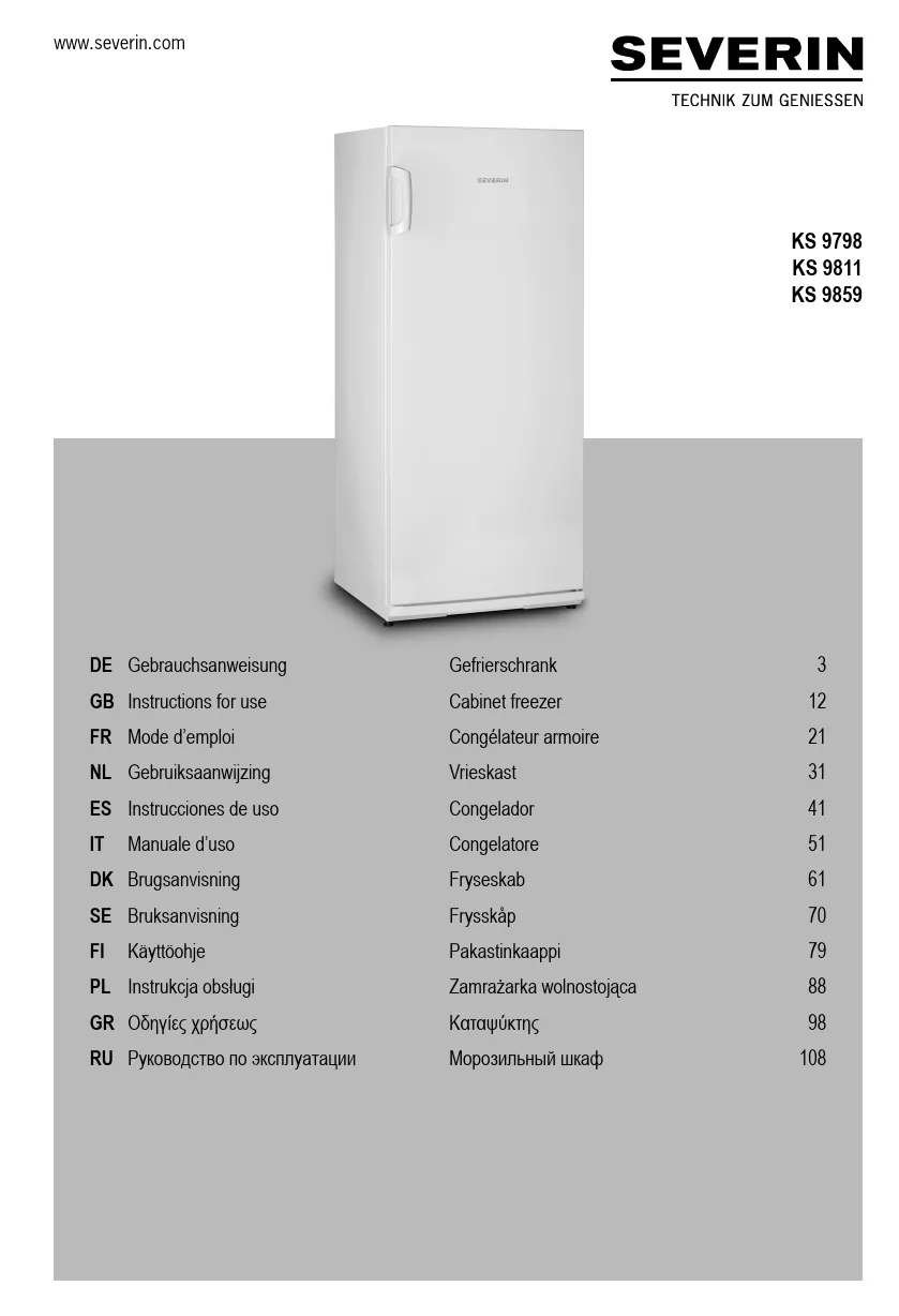 Mode d'emploi SEVERIN KS 9798