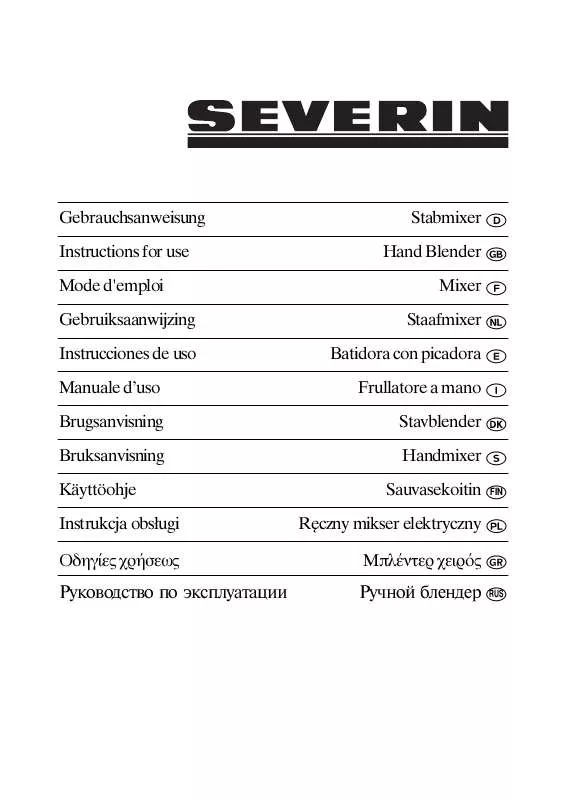 Mode d'emploi SEVERIN SM 3726