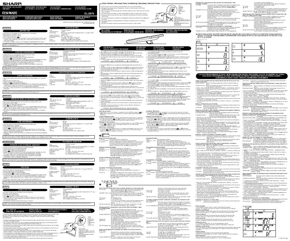 Mode d'emploi SHARP EL-387V