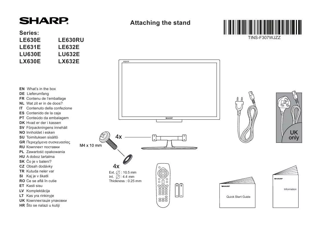 Mode d'emploi SHARP LE631E