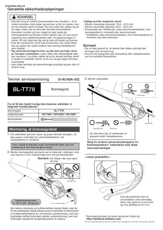 Mode d'emploi SHIMANO BL-TT78