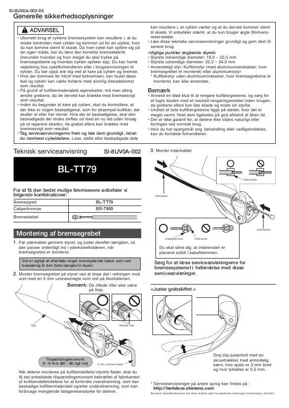 Mode d'emploi SHIMANO BL-TT79