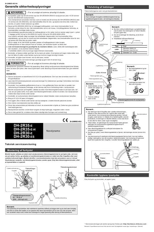 Mode d'emploi SHIMANO DH-2R30-ES